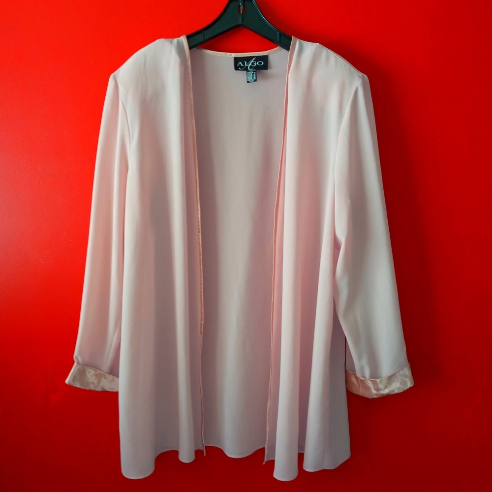 Semi Sheer Light Pink Algo Cardigan Sz 18